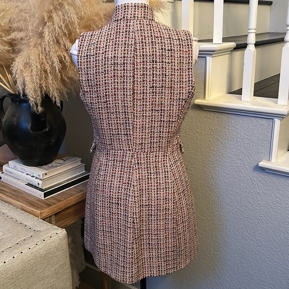 Zara Pink Tweed Sleeveless Vest Blazer Size Small - Picture 6 of 9